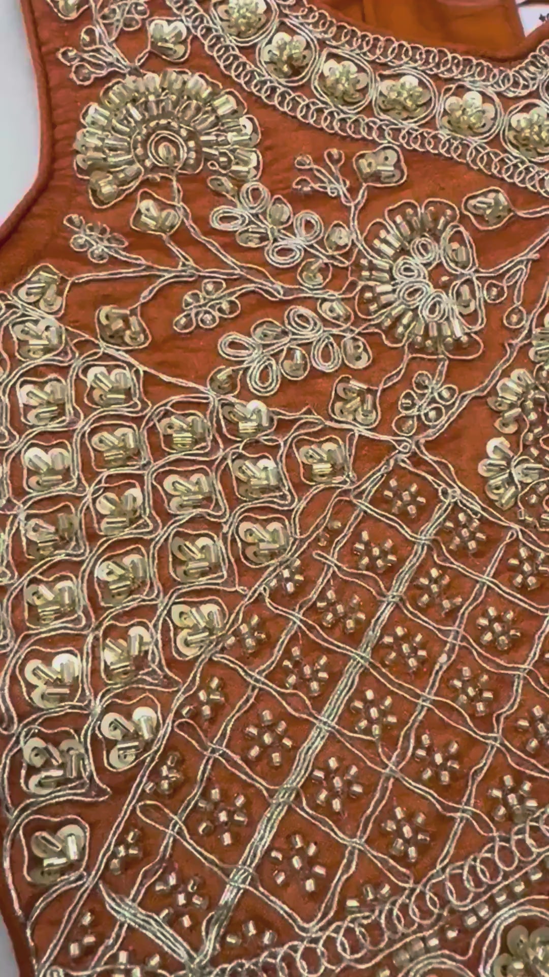 Girls Orange Embroidered Crop Top with Palazzo And Dupatta Set