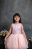 Elegant Peach Ballon Frock With Sequin Work For Girls