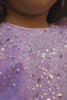 Designer Purple Sequin Partywear Net Ruffled Frock For Girls