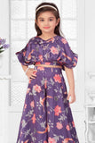 Purple Printed Cord Set for Girls - Lagorii Kids