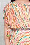 Rainbow Elegance: Kids' Multicolour Gown with Single Sleeve. - Lagorii Kids