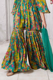 Rama Green Alia Cut Sharara Set - Lagorii Kids