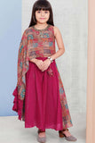 Rani Pink Elegance: Wide Leg Palazzo Pant Set with Vibrant Printed Top for girls. - Lagorii Kids