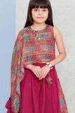 Rani Pink Elegance: Wide Leg Palazzo Pant Set with Vibrant Printed Top for girls. - Lagorii Kids