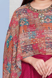 Rani Pink Elegance: Wide Leg Palazzo Pant Set with Vibrant Printed Top for girls. - Lagorii Kids