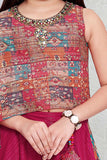 Rani Pink Elegance: Wide Leg Palazzo Pant Set with Vibrant Printed Top for girls. - Lagorii Kids