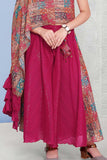 Rani Pink Elegance: Wide Leg Palazzo Pant Set with Vibrant Printed Top for girls. - Lagorii Kids