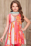 Red Floral Printed Sharara Set With Aliya Cut For Girls - Lagorii Kids