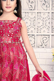 Royal Blossoms: Rani Pink Printed Kurti and Palazzo Set for Kids. - Lagorii Kids
