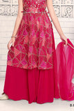 Royal Blossoms: Rani Pink Printed Kurti and Palazzo Set for Kids. - Lagorii Kids