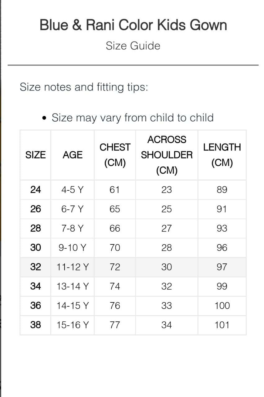 Size chart