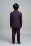 Designer Plum Purple Jodhpuri Suit Set With Royal Deer Motif For Boys