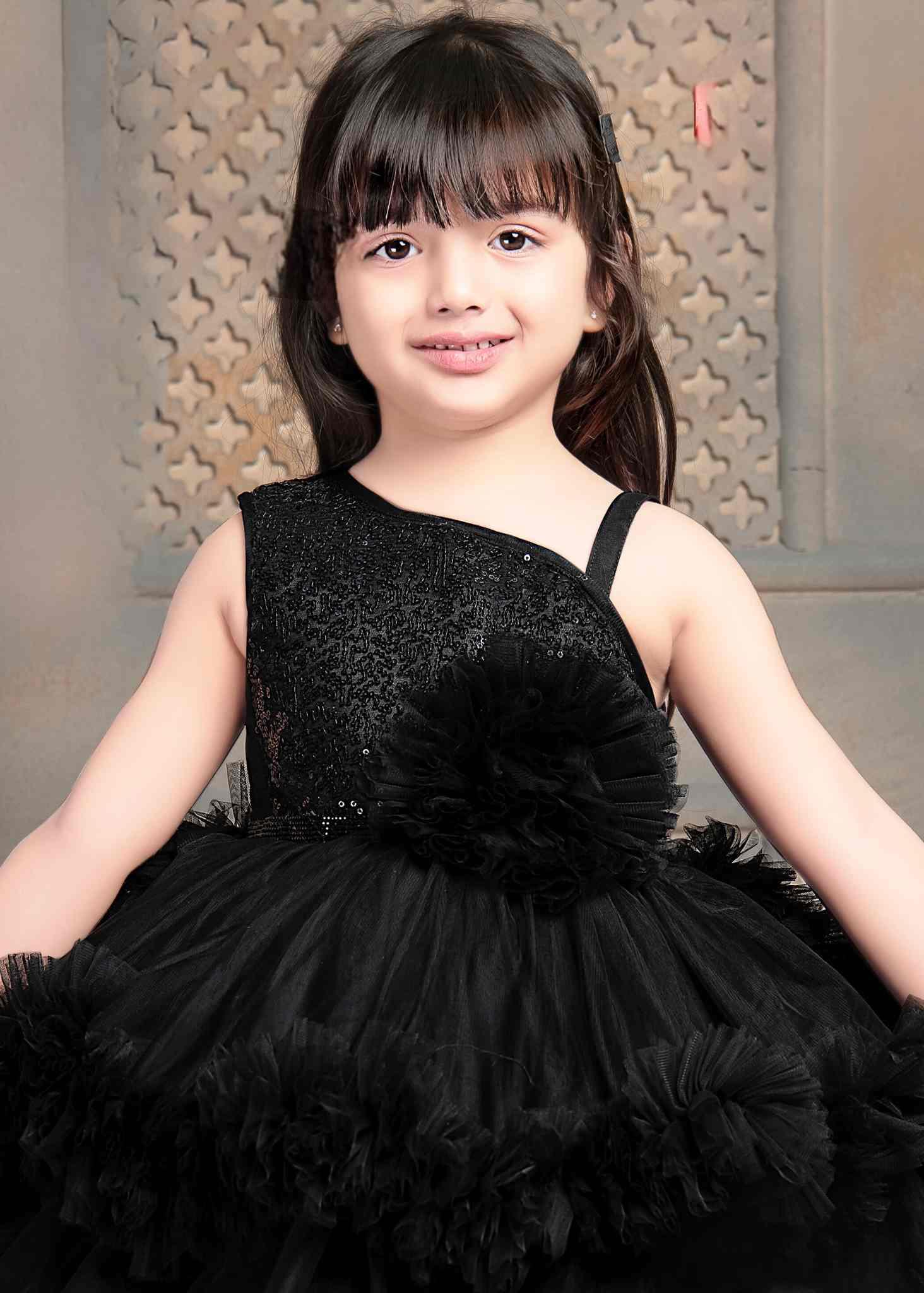 Wednesday Addams Black Tulle Dress Child Cosplay Gown Costumes for Girls -  Walmart.com