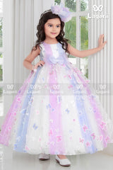 Shimmery tricolor gown for girls - Lagorii Kids