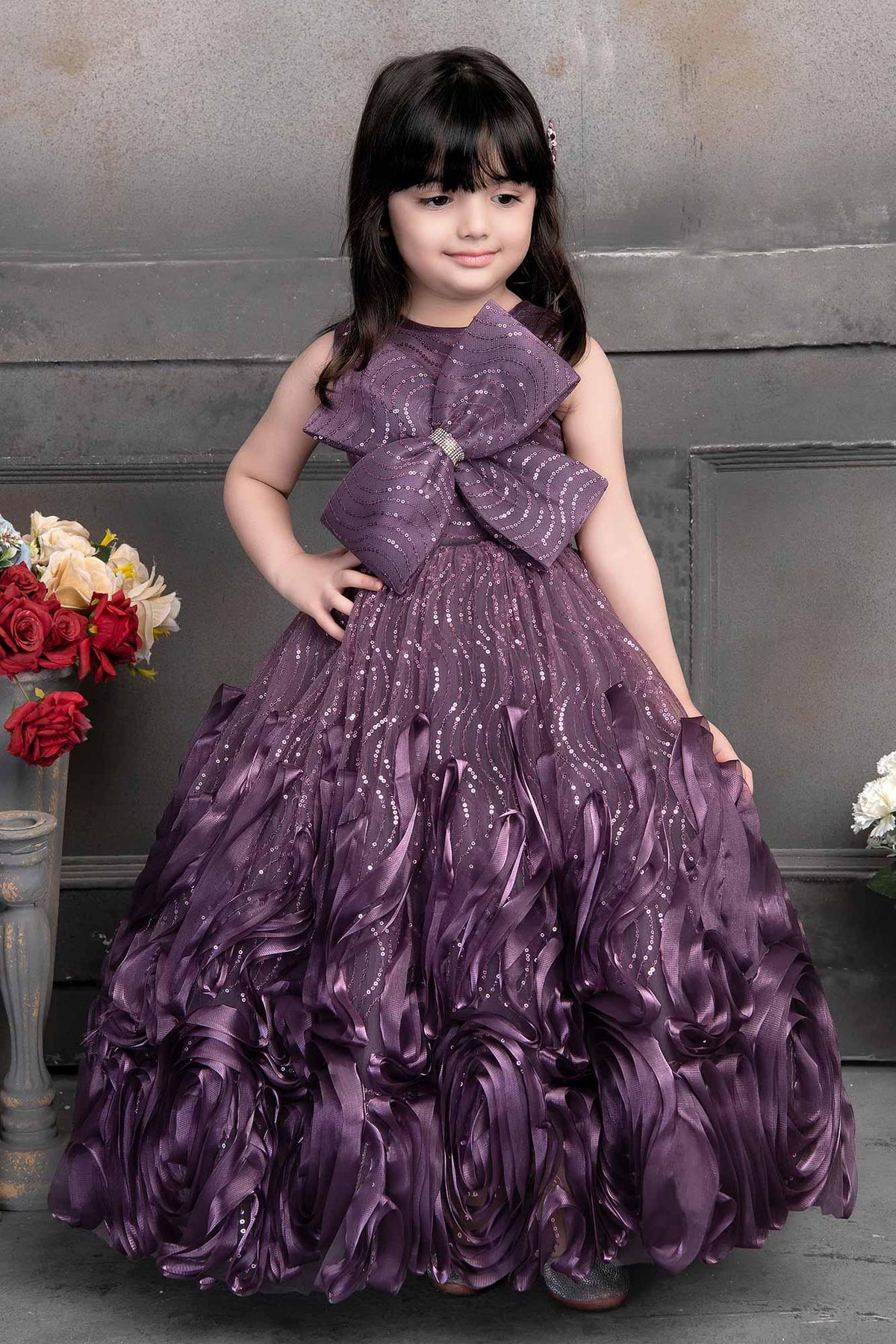 Shinny Purple Gown for Girl - Lagorii Kids