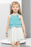 Sky Blue Charm and White Whimsy: Girls' Top and Skirt Set. - Lagorii Kids