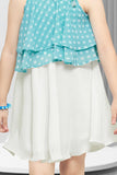 Sky Blue Charm and White Whimsy: Girls' Top and Skirt Set. - Lagorii Kids