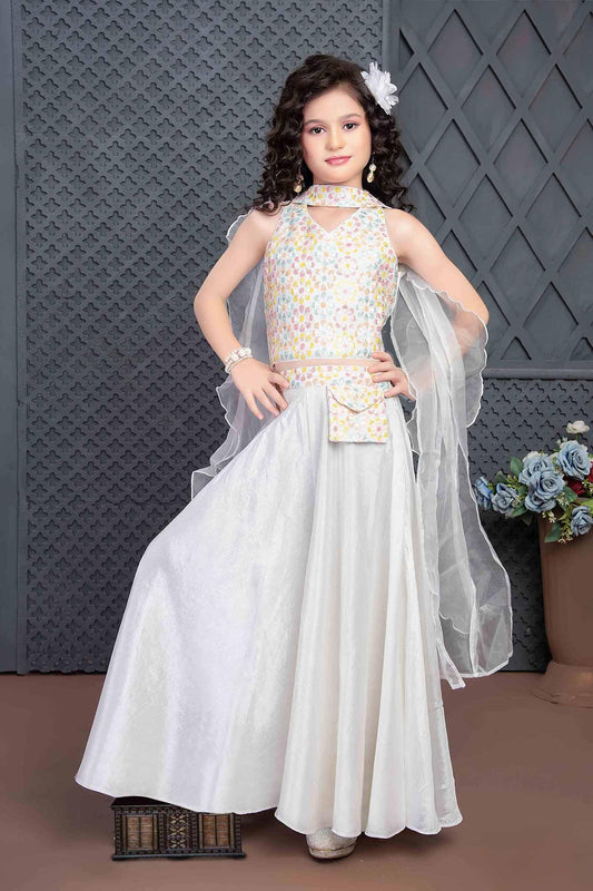 Snow white Designer Palazzo Set for Girls. - Lagorii Kids