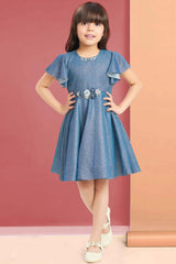 Sparkling Sapphire Kids' Shimmer Frock - A Blue Delight! - Lagorii Kids