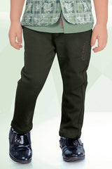 Stylish All Green Printed Waistcoat With Shirt And Pant Set For Boys - Lagorii Kids