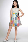 Stylish Cream Cotton Frock With Checks Pattern For Girls - Lagorii Kids