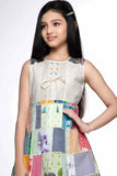 Stylish Cream Cotton Frock With Checks Pattern For Girls - Lagorii Kids
