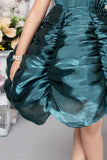 Stylish Green Layered Frock With Floral Embellishment For Girls - Lagorii Kids