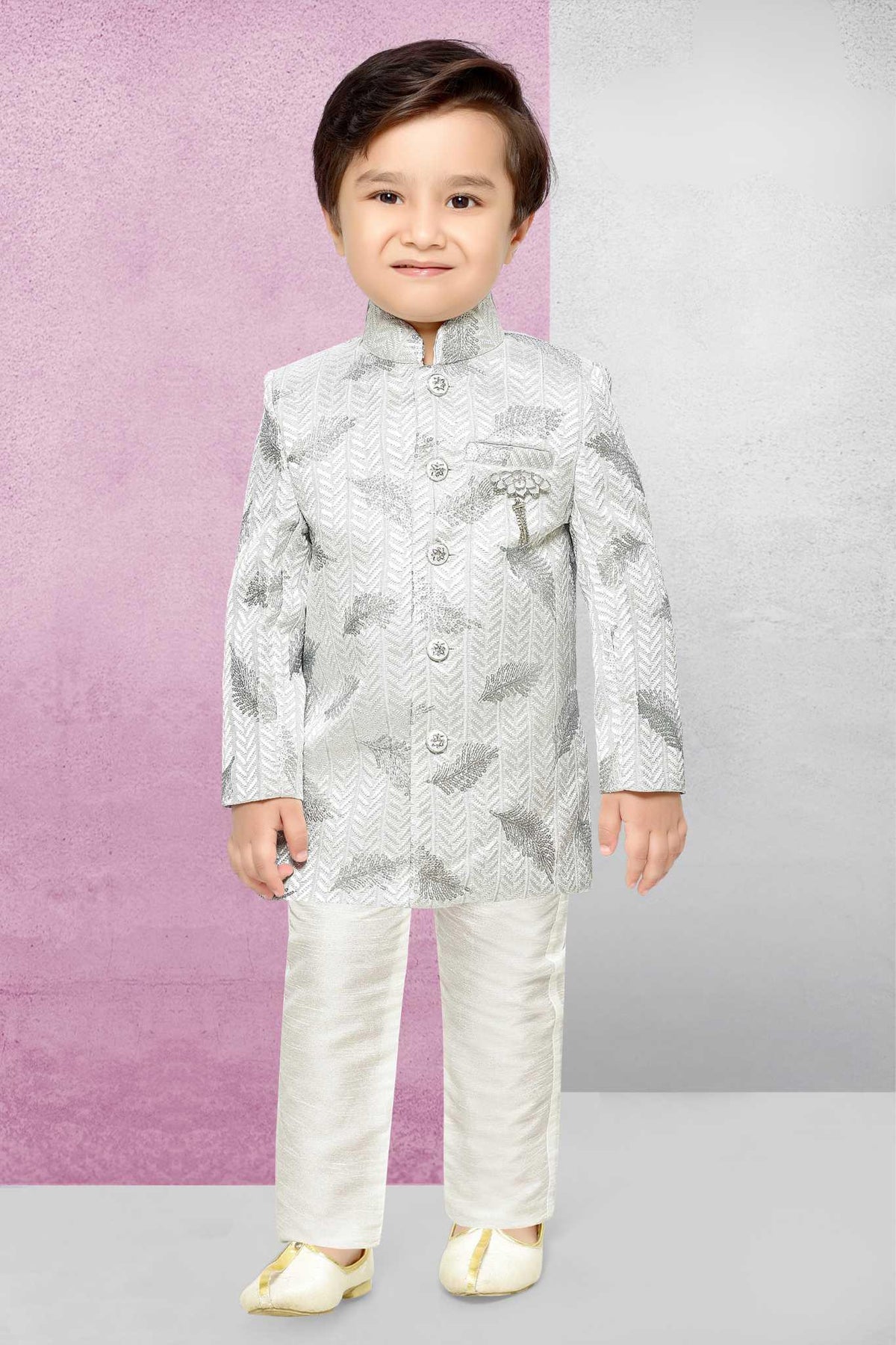 Stylish Grey Sherwani for Boys - Lagorii Kids