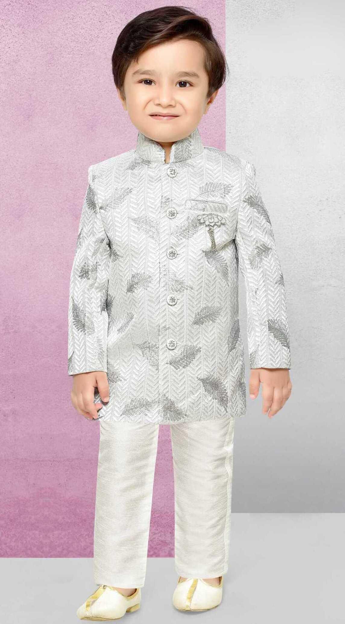 Stylish Grey Sherwani for Boys - Lagorii Kids