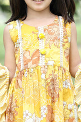 Sunshine Blooms: Yellow Floral Printed Palazzo Set for 1-6 Year Girls. - Lagorii Kids