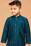 Teal Blue Kurta Set With White Pant For Boys - Lagorii Kids