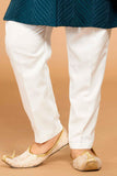 Teal Blue Kurta Set With White Pant For Boys - Lagorii Kids