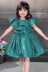 Teal green sequins frock fork girls - Lagorii Kids