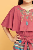 Tomato Red Elegance: Cap-Style Top and Printed Palazzo Pant Set for girls. - Lagorii Kids
