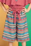 Tomato Red Elegance: Cap-Style Top and Printed Palazzo Pant Set for girls. - Lagorii Kids
