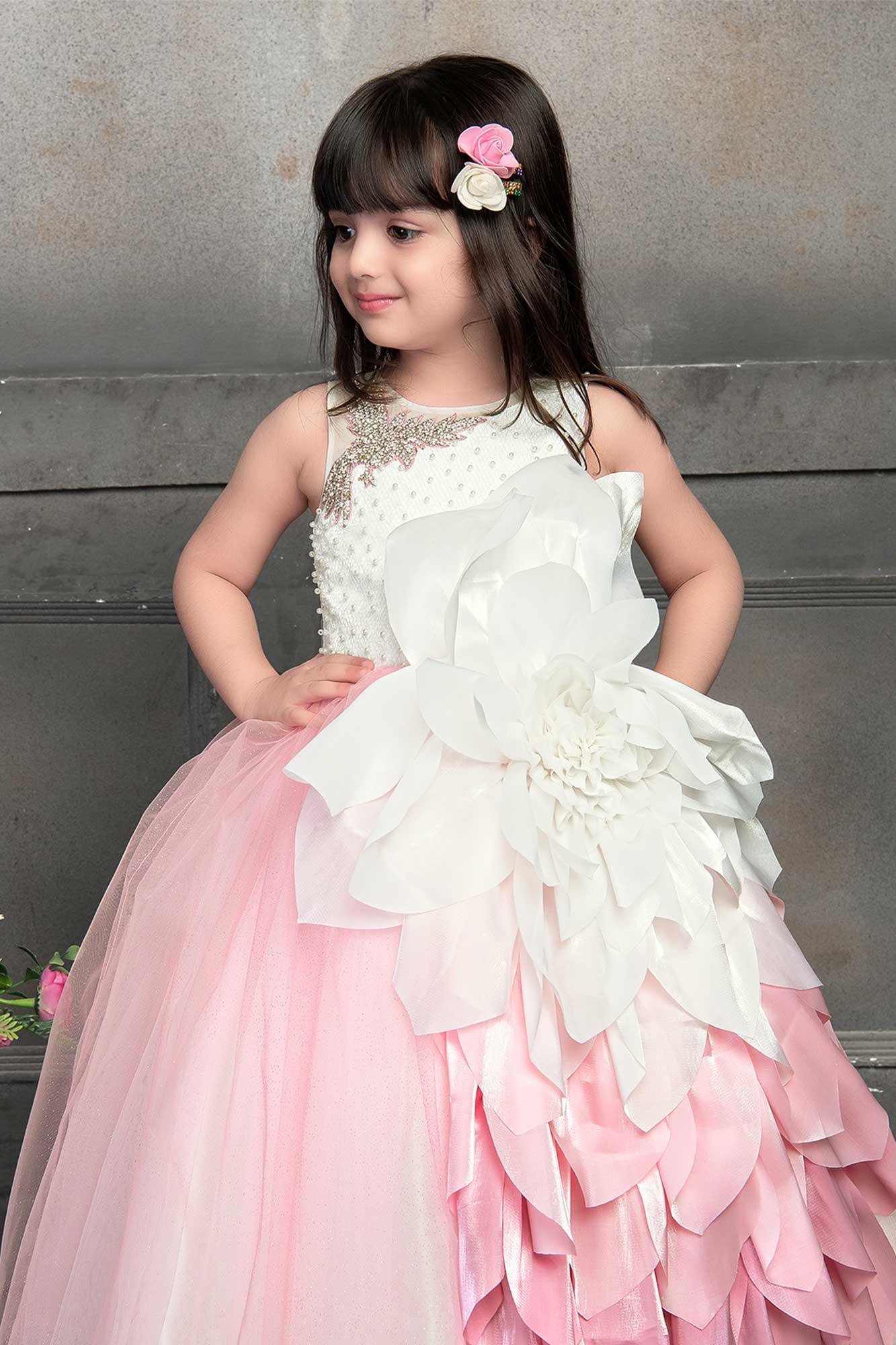 Pretty Designer Party Wear Baby Pink Gown | Latest Kurti Designs