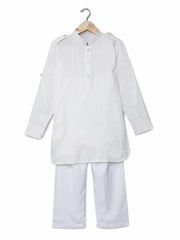 White Pathani style Cotton Kurta Set for Boys - Lagorii Kids