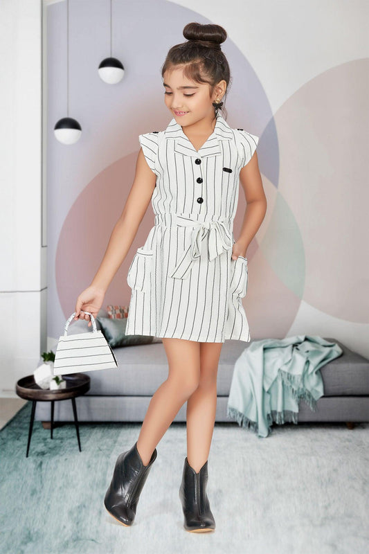 White Printed Dresses for Girls - Lagorii Kids