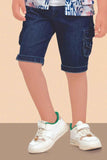 White T-Shirt With Multicolor Overcoat And Denim Shorts Set For Boys - Lagorii Kids