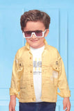 White T-Shirt With Yellow Over Coat Set For Boys - Lagorii Kids