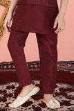 Wine Red Kurta Set with Waistcoat for Boys - Lagorii Kids