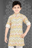 Yellow Bundi Printed Cotton Kurta Set for Boys - Lagorii Kids