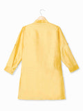 Yellow Kurta Set With Gold Embroidered Jacket For Boys - Lagorii Kids