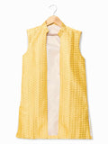 Yellow Kurta Set With Gold Embroidered Jacket For Boys - Lagorii Kids