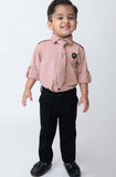 Young Gentleman's Pastel Pink Shirt and Black Pant Party Ensemble - Lagorii Kids
