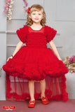 Red Tailback Frock for Girls