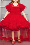 Red Tailback Frock for Girls
