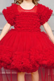 Red Tailback Frock for Girls
