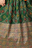 Banaras silk green and mustard yellow lehenga choli set. - Lagorii Kids