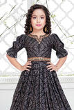 Black indie printed gown with puffed sleeves - Lagorii Kids